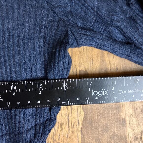 J Crew Womens Sweater Blue Ribbed Mock Neck Button Shoulder Stretch Large - Picture 8 of 12